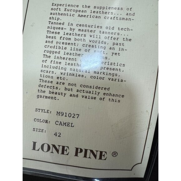 Vintage Lone Pine Leather Suede Long Coat Mens Size 42 Western Front Snap Camel - Picture 7 of 16